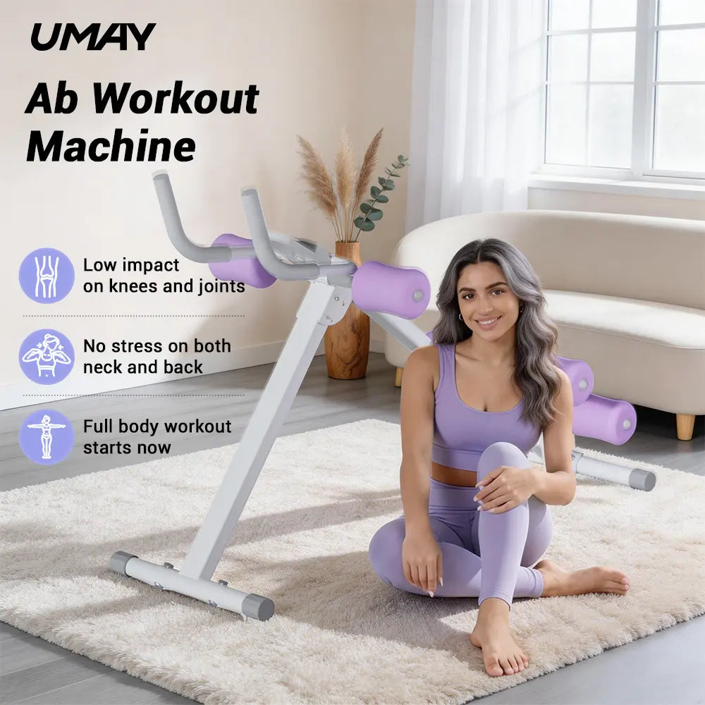 UMAY Ab Trainer, Adjustable Ab Workout Machine for Abs Workout at Home Gym, Foldable Abdominal Trainer for Stomach Workout