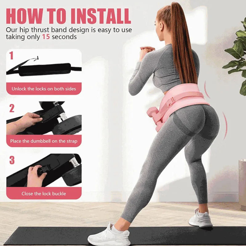 Home Gym Fitness Equipment Hip Bridge Weight Belt Fitness Waist Training Belt Dumbbell Hip Push Belt Waist Support Adjustable
